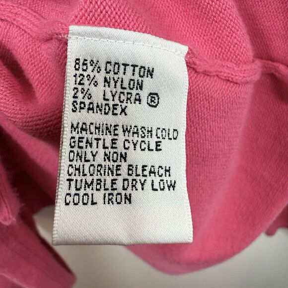 Vintage Talbots Cotton Sweater XL Womens Pink Cardigan Button Up Pockets Stretch - Picture 7 of 11